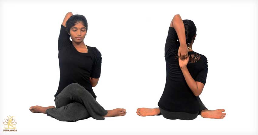 حرکت یوگا سر گاو نشسته یک حرکت یوگا برای انعطاف پذیری بدن